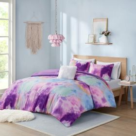 Twin/Twin XL Watercolor Tie Dye Printed Comforter Set with Throw Pillow