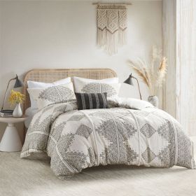 Full/Queen 4 Piece Printed Duvet Cover Set with Throw Pillow