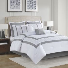 8 Piece Embroidered Comforter Set White King