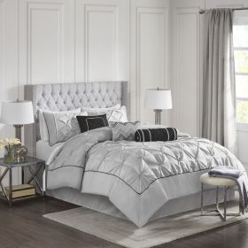 7 Piece Tufted Comforter Set Grey King