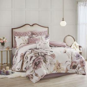 8 Piece Cotton Printed Comforter Set Blush King