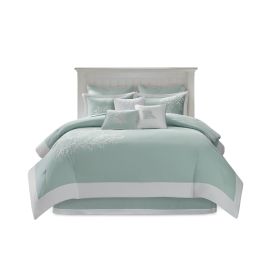 Oversized Cotton Jacquard Comforter Set Aqua King