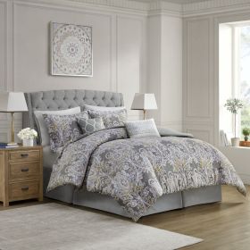 6 Piece Cotton Comforter Set Grey Cal King