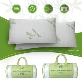 Bamboo Memory Foam Pillow With Washable Pillowcase (Option: White)