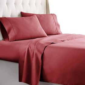 Twin Size Sheets Set - Bedding Sheets & Pillowcases w/ 16 inch Deep Pockets - Fade Resistant & Machine Washable - 3 Piece 1800 Series Twin Bed Sh (Color: Red, Piece Type: 3 Piece 1800 Series Twin)