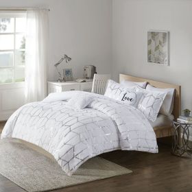 Full/Queen Metallic Printed Comforter Set (Color: as Pic)